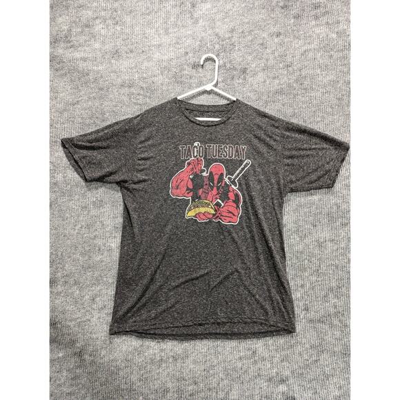 Marvel Deadpool Taco Tuesday Shirt Men's XL Graphic Tee Funny Gray Soft T-Shirt - Picture 1 of 6